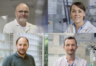 Established partnership (from top left to bottom right): Dr. Kai Sohn (Fraunhofer IGB), Prof. Thorsten Brenner (University Hospital Essen), Dr. Silke Grumaz and Dr. Philip Stevens (both from Noscendo GmbH).