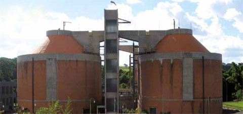 Digestors at the Franca sewage plant.