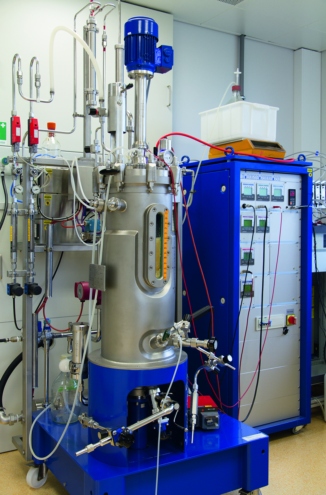 Fermentation of Candida in a 42 litre bioreactor.