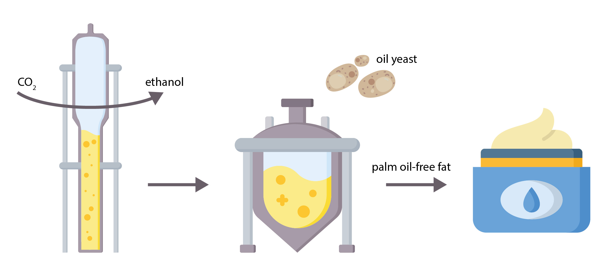 Process diagram for the production of palm oil substitute from CO2 Process diagram for the production of palm oil substitute from CO2